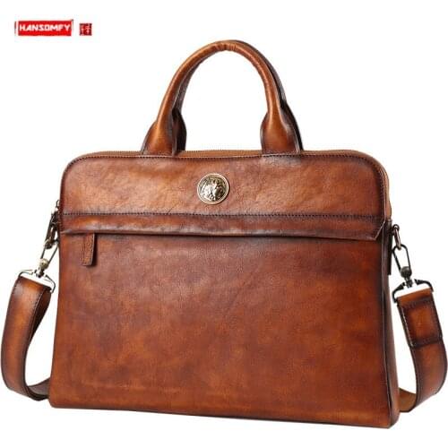 2020 New Genuine Leather Mens Handbag Large Capacity Laptop Shoulder Messenger Bag Casual Business Briefcase Schoolbag Male Men