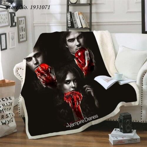 NEW Vampire Diaries 3D Printed Fleece Blanket for Beds Thick Quilt Fashion Bedspread Sherpa Throw Blanket Adults Kids 09