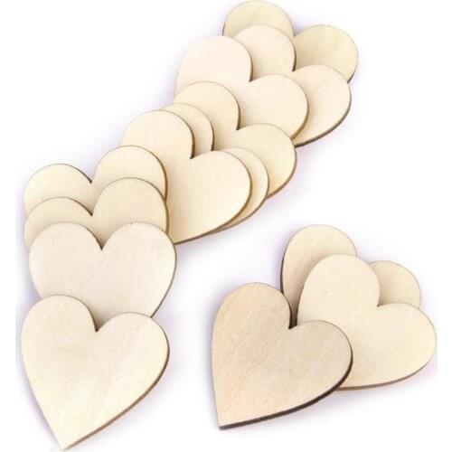 60pcs/lot 40mm Blank unfinished wooden heart crafts supplies laser cut rustic wood wedding rings ornaments 40mm 171126