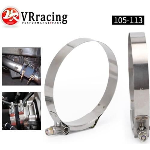 VR - (2PC/LOT) 4" CLAMPS (105-113)STAINLESS 304 SILICONE TURBO HOSE COUPLER T BOLT CLAMP KIT HIGH QUALITY VR5258