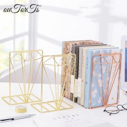 Office Accessories 2PCS/Pair Cactus Shaped Metal Bookends Book Stand Desk Organizer Storage Holder Shelf Bookshelf Organizer