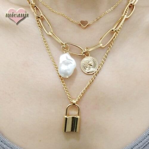 Necklace Punk Hip Hop Pearl Layered Fashion Gargantilla Mujer Chain Wholesale Items Ofertas Relampago Designer Long Mass Effect