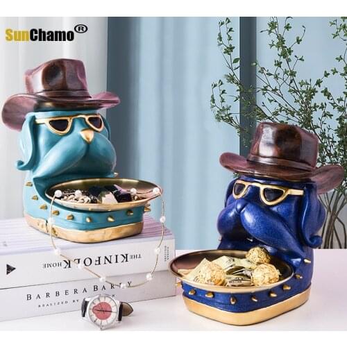Key Holding Tray Bulldog Shape Delicate Funny Design Multi-purpose Resin Durable Animal Snack Fruit Tray Home Decoration
