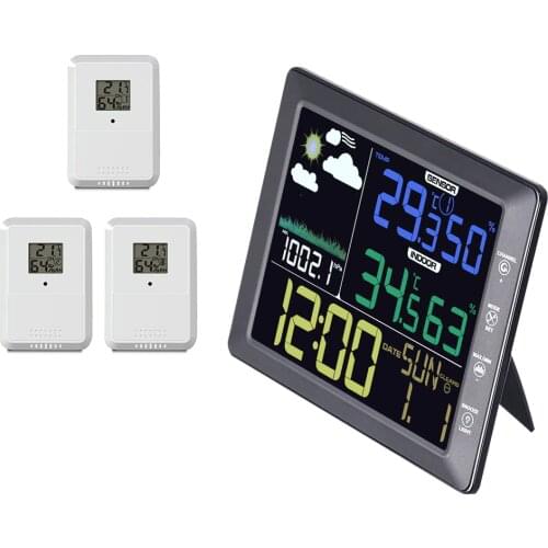 Weather Station Indoor Outdoor Thermometer Hygrometer Weather Forecast Snooze Alarm Clock Barometer Large VA Wide-angle LCD