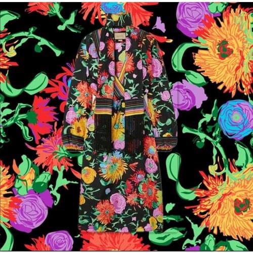 Polyester stretch fabric dress custom thin stretch digital printing brand floral pattern clothes shirt sewing bedding clot