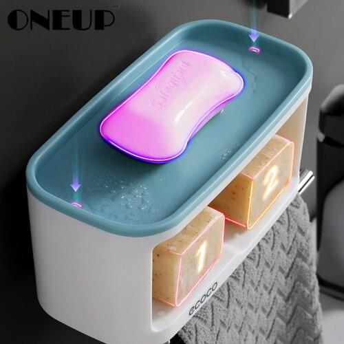 ONEUP Portable Soap Dishes For A Bathroom Wall Mounted Storage Rack Towel Holder Bathroom Accessories Home Plastic Soap Holder
