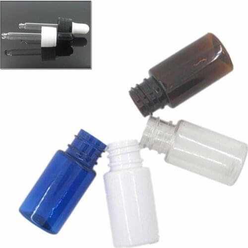 10ml empty amber/transparent/blue/white pet bottle with black/white dropper cap, dropper bottle