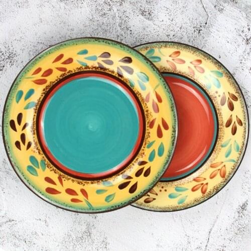 Hand-painted creative ceramic tableware net red plate meal plate European decorative hanging plate home plate