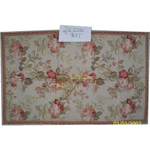 Old Hand-made Traditional Wool Needle-point Carpet Square Roses Handmade Wool Needlepoint Handmade Natural Sheep Wool