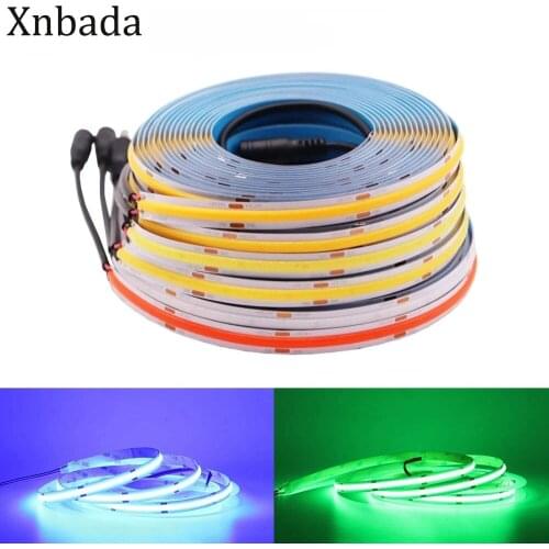 LED Strip COB Light High Density Flexible FOB 384/528 LEDs/m Led Lights Tape White/Red/Blue/Green Linear Dimmable DC12/24V