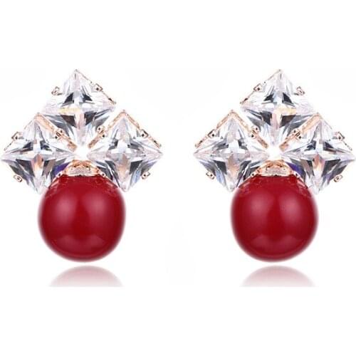YJGS Trend Simulation Pearl Stud Ear Female Exquisite Luxury Rhinestone Wedding Earring Fashion Korean Jewelry Earrings