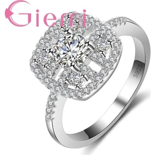 Square Crystal Stone Ring For Women Anniversary Party With Clothes Jewelry and Cubic Zirconia