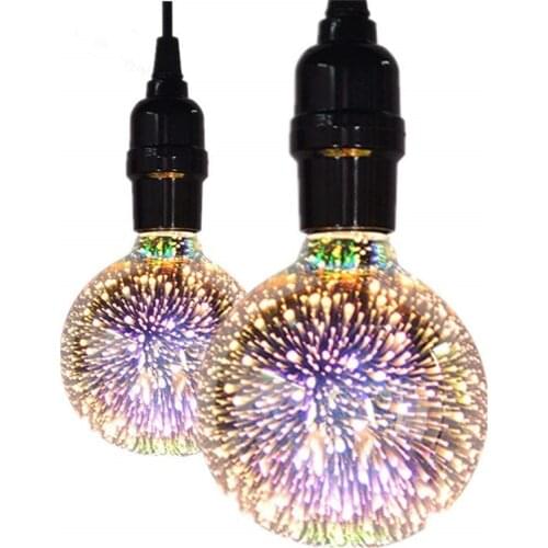 1pcs 3D Firework G95 Led Filament Bulbs E27 3D Star 7W Edison Bulb Light Holiday Christmas Decoration Bar Glass Shell AC85-265V