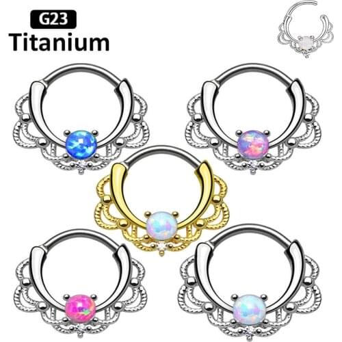 1PC G23 Titanium rod 16G opal Nose Ring Earring Sexy fashion Body piercing jewelry