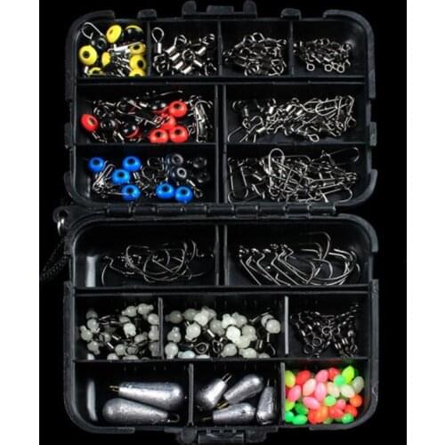 176pcs/box Fishing Accessories Kit Including Jig Hooks fishing Sinker weights fishing Swivels Snaps with fishing tackle box