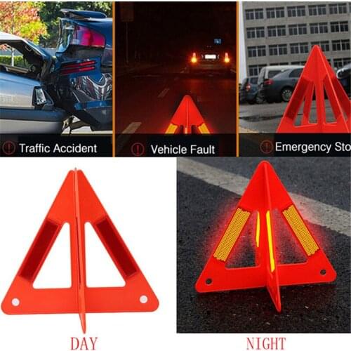 2Pcs Car Emergency Breakdown Warning Triangles Traffic Signaling Reflective Safety Stop Sign Crossing Detachable Folding