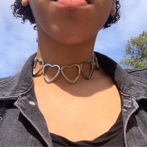 2021 New Goth Heart Metal Choker Necklace for Women Punk Fashion Hip Hop Y2K Necklace 90s Style Accessories Jewelry Gifts