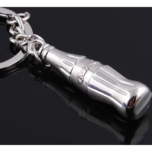 50 piece/lot) Wedding Gift Mini Cole Bottle Key Chain Silver Plated Key Holder For Birthday Gifts Baby Shower Souvenirs KC031