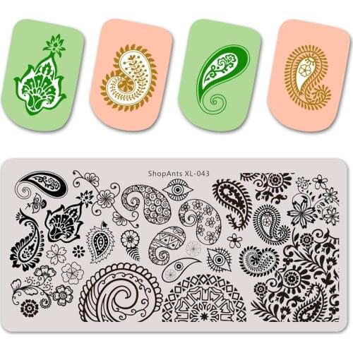 6*12cm Nail Stamping Plates Creative Paramecium Cashew Pattern Stencil Stainless Steel for Printing Nail Art Image Plate XL-043