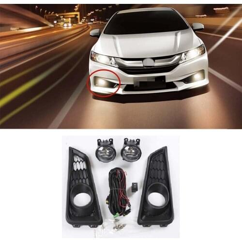 Car Front Bumper Led Fog Lights Cover Wire Harness For Honda CITY 2014 2015 2016 Halogen Fog Lamp Auto Driving Light