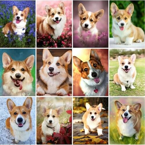 AZQSD Full Kits Diamond Embroidery Dog Mosaic Needlework Diamond Painting Animals Cross Stitch Childrens Room Decor