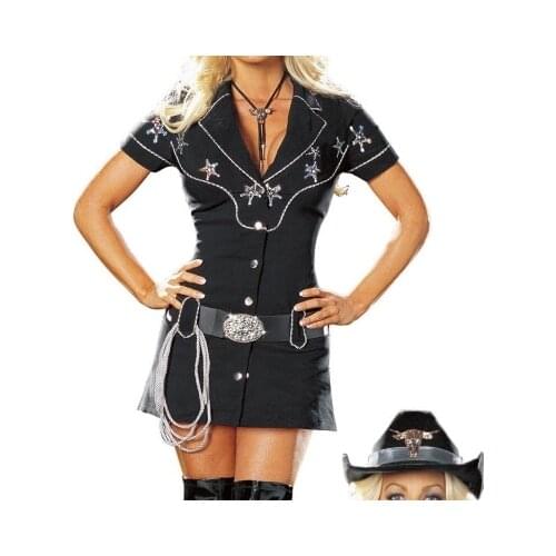 Free shipping Ladies Sexy Gunslingin Cowgirl Wild West Sheriff Fashion Costume Party Fancy Dress
