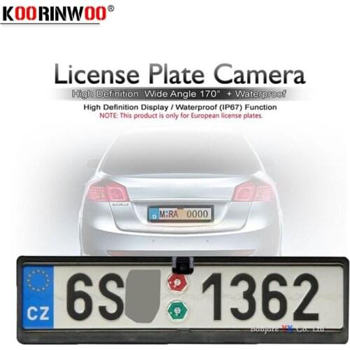 Koorinwoo Wireless Adopter EU European License Plate Frame Rear View Camera Reversing Parking Cam Backup Blind IP68 Guide Line