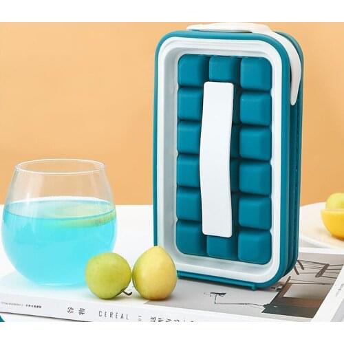 Lattice Big Silicone Ice Cube Maker Bottle Portable 2 In 1 Ice Mold Genie Creative Kettle Cubic Container Candy Bar Kitchen Tool