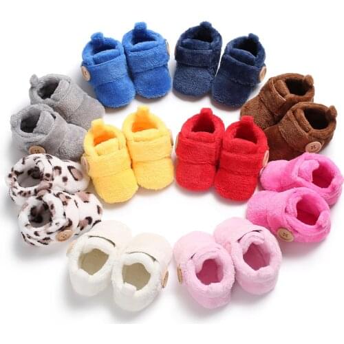 0-18 Months Baby Boots For Boys And Girls Cotton Shoes For Girls Warm Buttons Velcro Newborn Toddler Shoes