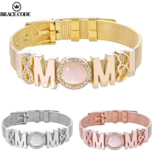 BRACE CODE Jewelry Rose Gold Bracelet Stainless Steel Eternal love Mesh Bracelet fit For Woman&mom Gift