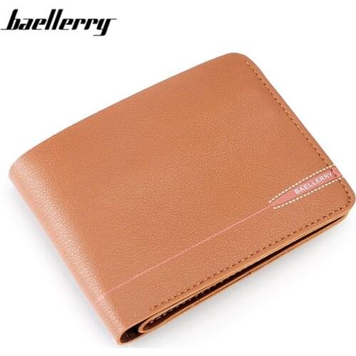 Baellerry Brand Men Small Wallet, Casual Solid Brown Black Card Holder Male Short Wallets Purse Billetera Bolsa Macho Wholesale