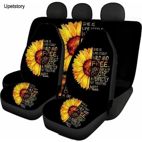 Upetstory Sunflower Prints Set of 5 Front and Back Car Seat Cover Durable Car Interior Seat Covers Nonslip Car Seat Cushion