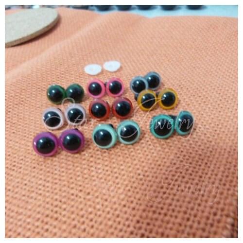 DIY 14mm mixed color round toy eyes for toy animal accessories with washer/100pcs