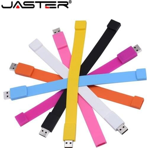 JASTER Bracelet USB 2.0 Flash Drive 4GB 8GB 16GB 32GB 64GB Wristband Pen Drive with Customized Logo Printing Promotional gifts