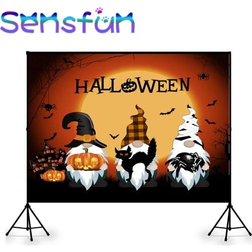 Ghost Pumpkin Lantern Forest Moon Baby Photography Background For Photo Studio Photophone Halloween Backdrop