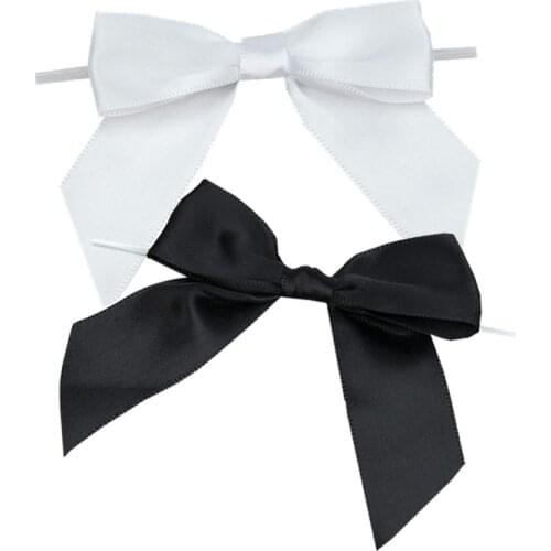Twist Tie Bows Double Satin Ribbon Bow, PreTied Bows for for Wrapping Candy, Gifts, Presents, Party Favors, 100pcs/lot