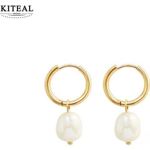 KITEAL Best Gift Gold Vermeil Gentlewoman hoop earrings Vintage pearls with everything earring for women Elegant
