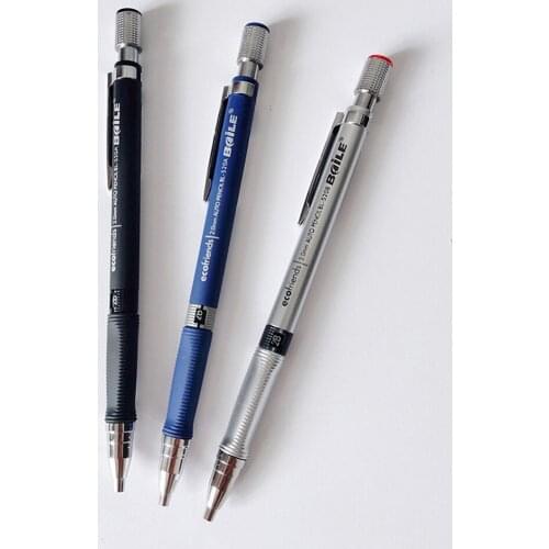 2Pcs Student 2.0 Mechanical Pencil Triangular non-slip Grip Black Pencil lead With Sharpener On Top Office School Stationery