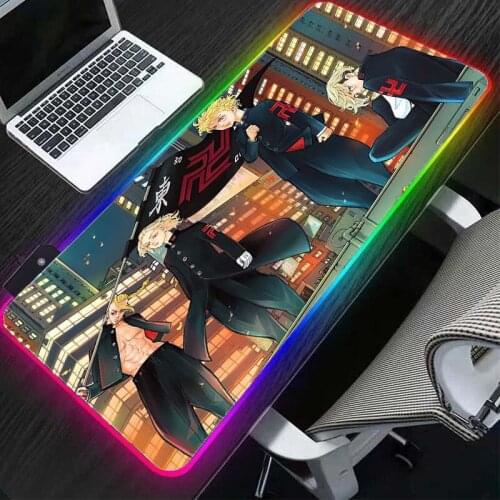 Anime RGB 40x90cm Office Gaming Accessories Table Mat Mouse Pad Natural Rubber Waterproof xl Folding Game Mat PC Player