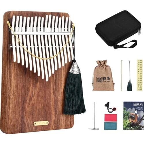 LINGTING K17P Kalimba 17-key Portable Thumb Piano Mbira Sanza Solid Wood Material Finger Piano with Bag Carry Case Music Book