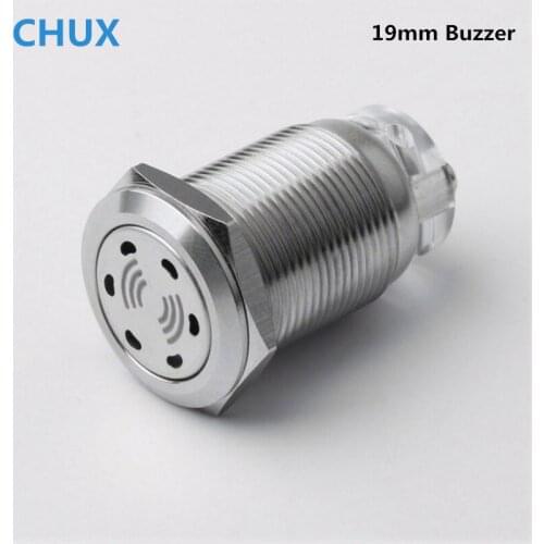 19mm Metal Buzzer Screw Terminal Interrupted Flash Stainless Steel High Decibel LED waterproof Light Alarm 12V 24V