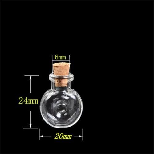 10 pcs 20x24x6 mm Mini Arts Glass Bottles With Corks Small Wishing Bottles Pendants Jars Gift Vials