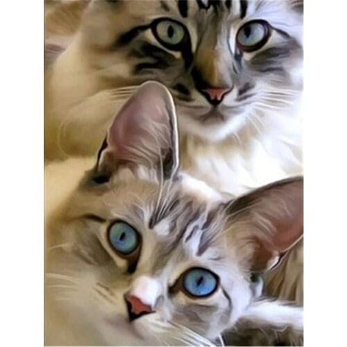 Animal Cat Printed Water-Soluble Canvas 11CT Cross-Stitch Embroidery Kit DMC Threads Sewing Knitting Craft Handicraft Decor