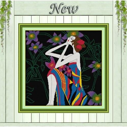 Flower woman beautiful girl home decor crafts Needlework Counted Print on canvas DMC 11CT 14CT Cross Stitch Sets embroidery kits