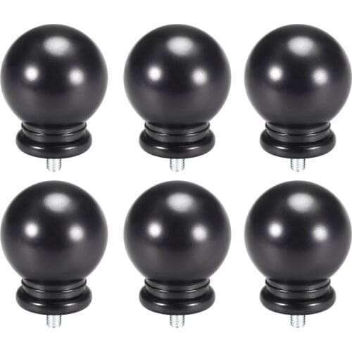 Uxcell 6pcs Curtain Rod Finials 49 x 34mm M5 Thread Dia Plastic End Ball Shape Black Tone for your home and office