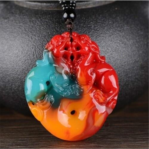 Natural Colour Jade Tiger Pendant Necklace Double-sided Carved Chinese Charm Jadeite Jewelry Fashion Amulet Gifts for Women Men