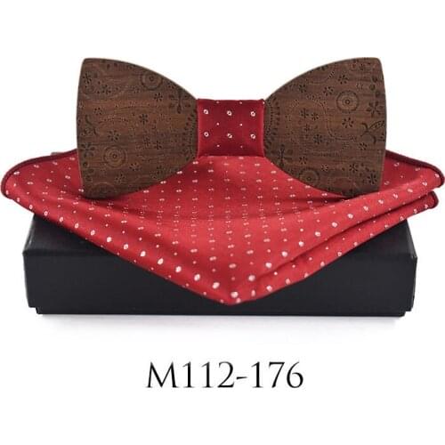 New Adult Business Leisure Party Wooden Bow Tie Suit Color Scarf Bow Tie Box Set Wedding Necktie Man Shirt Gifts