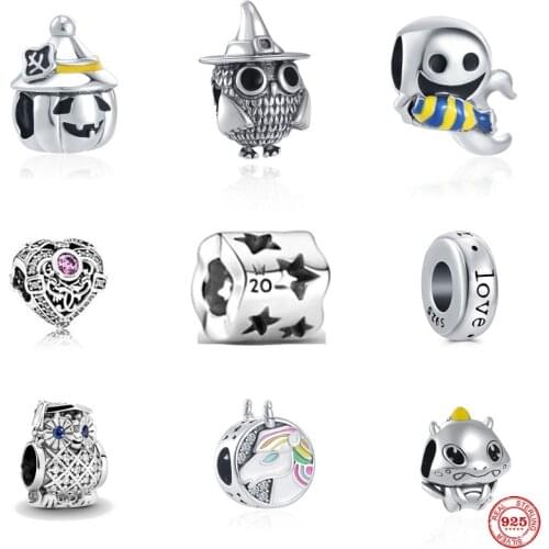 New European Unicorn Owl Candy Love Beads Fit Original Pandora Charms Silver 925 Bracelet DIY Women Jewelry Accessories