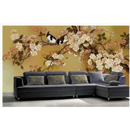 3d customized wallpaper Wallpaper fresco TV background wall flower bird wallpaper for walls Home Decoration