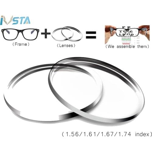 IVSTA 1.56 1.61 1.67 Aspherical Lenses anti blue light rays computer Glasses Men Women Prescription Hyperopia 1.74 Myopia